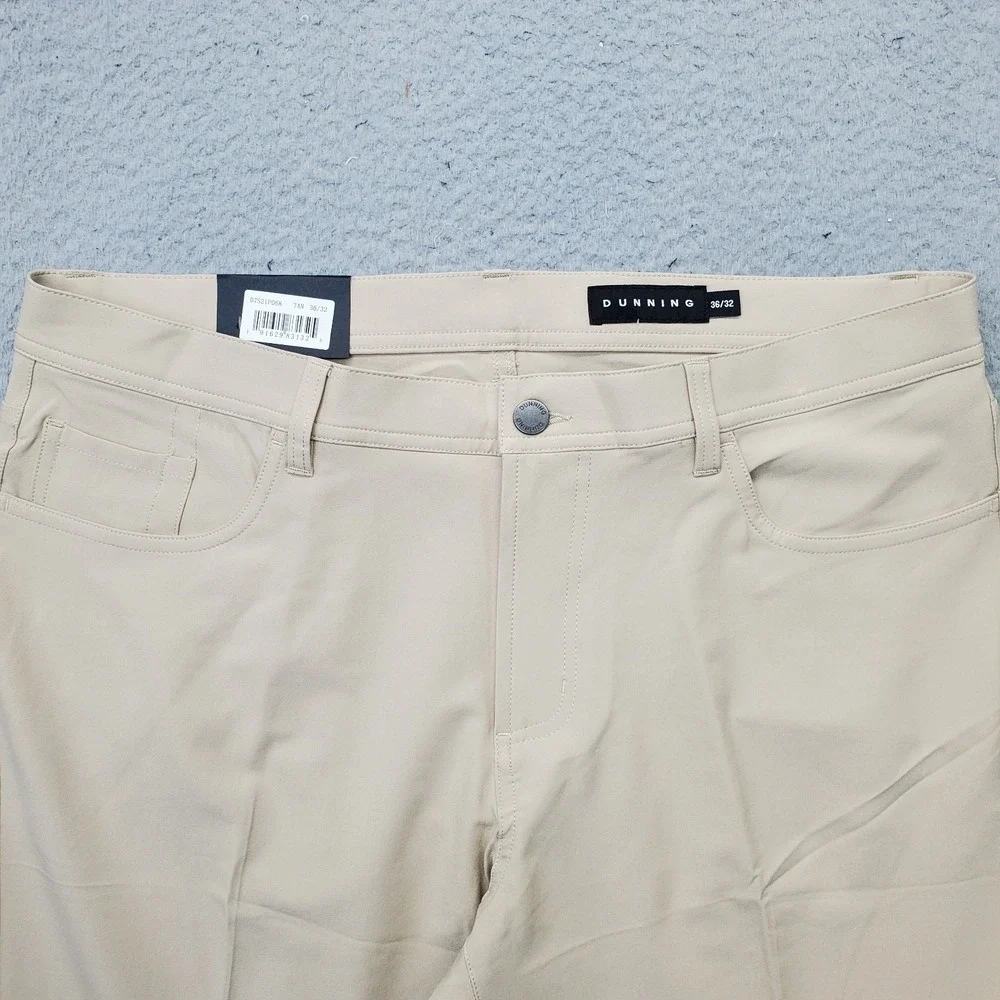 Dunning Golf Chino Pants Mens 36/32 Tan Performance Stretch Quick Dry D7S21P068